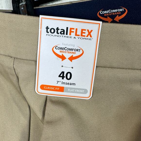 Roundtree & Yorke SZ 40 Total Flex Shorts Pockets Zip-Fly Classic Fit Flat Front - Picture 4 of 8